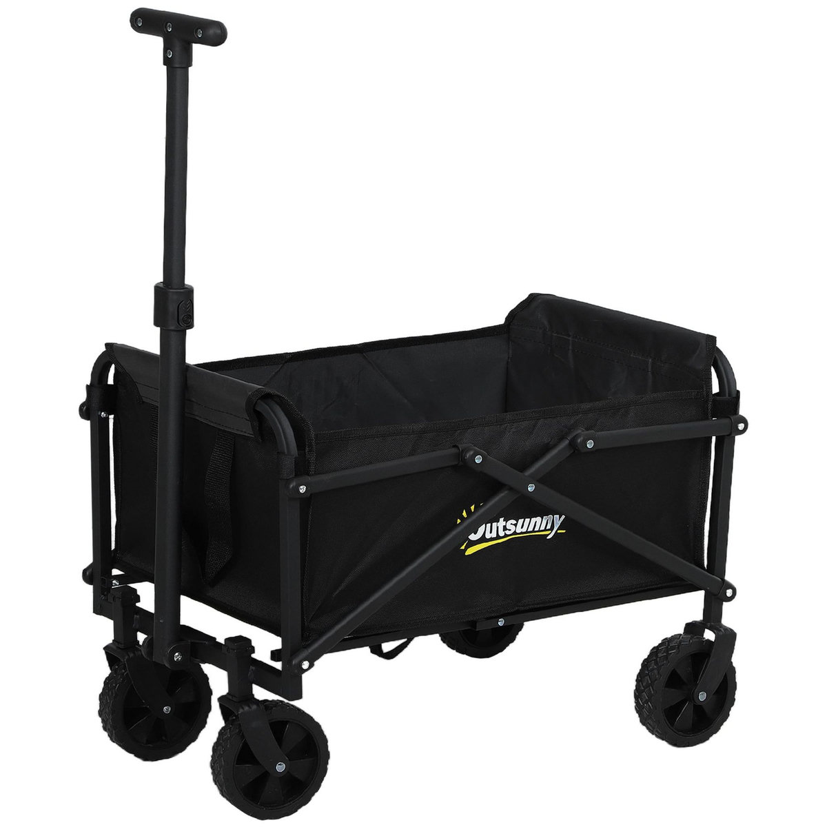 OUTSUNNY Chariot de jardin pliable 60 Kg max. poignée télescopique réglable métal oxford noir