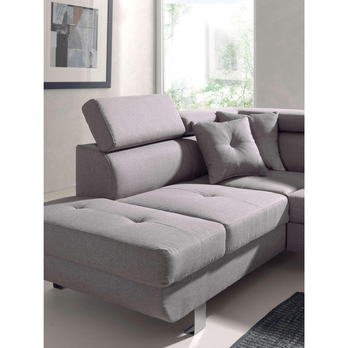 BEST MOBILIER Lisbona - canapé d'angle gauche convertible - 5 places - avec têtières