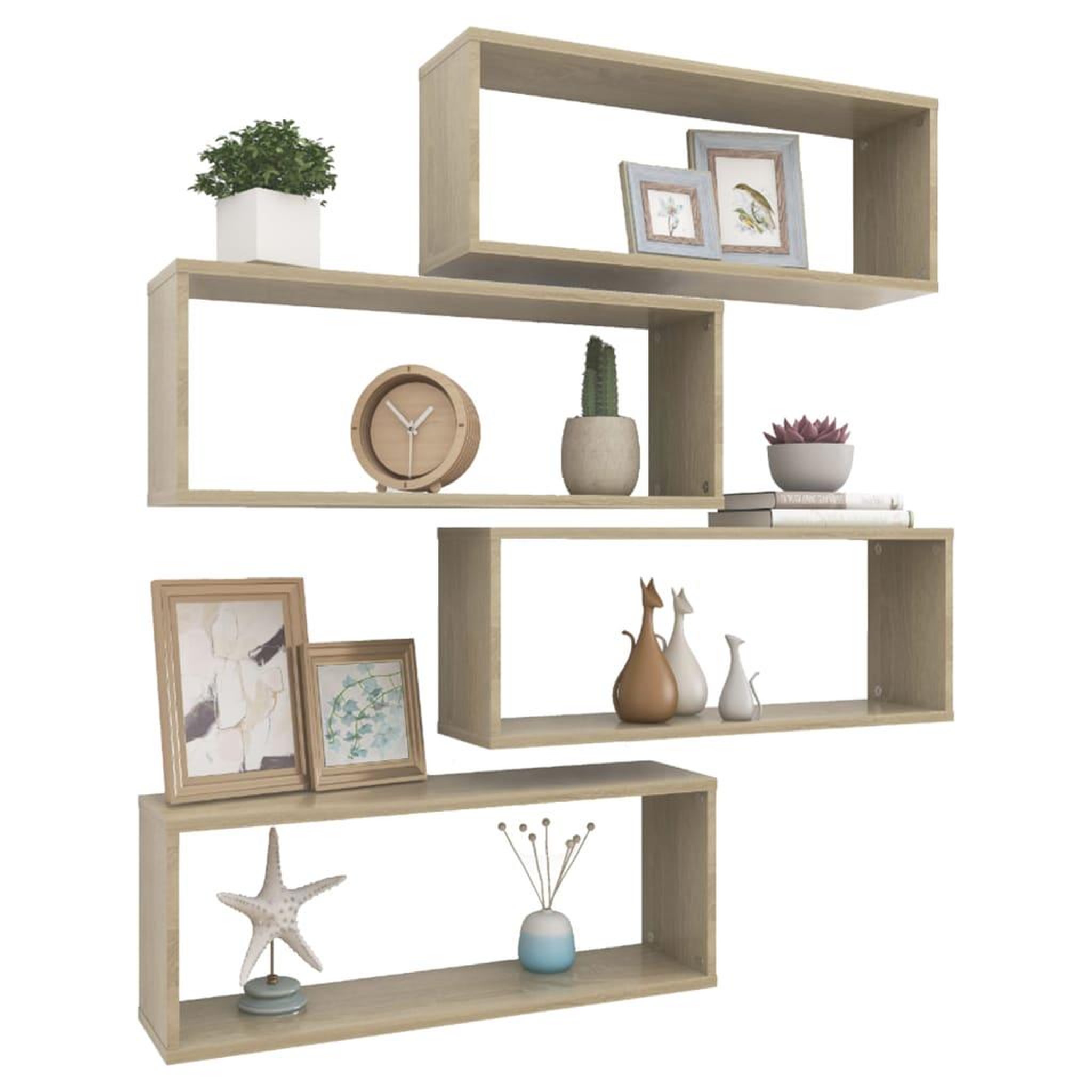 Voir la diapositive 3 : VIDAXL Etageres murales cube 4 pcs Chene sonoma Bois d'ingenierie