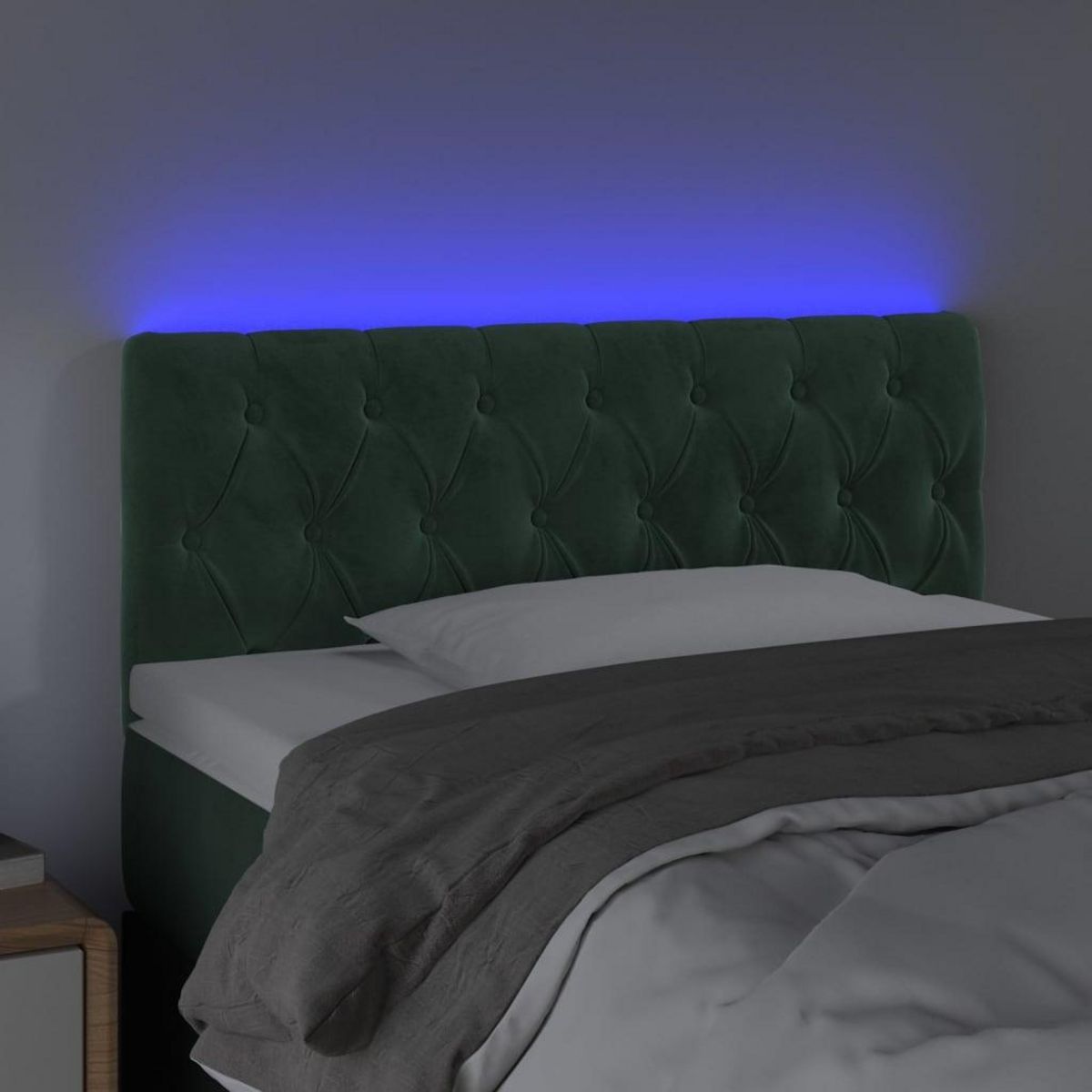 VIDAXL Tete de lit a LED Vert fonce 100x7x78/88 cm Velours
