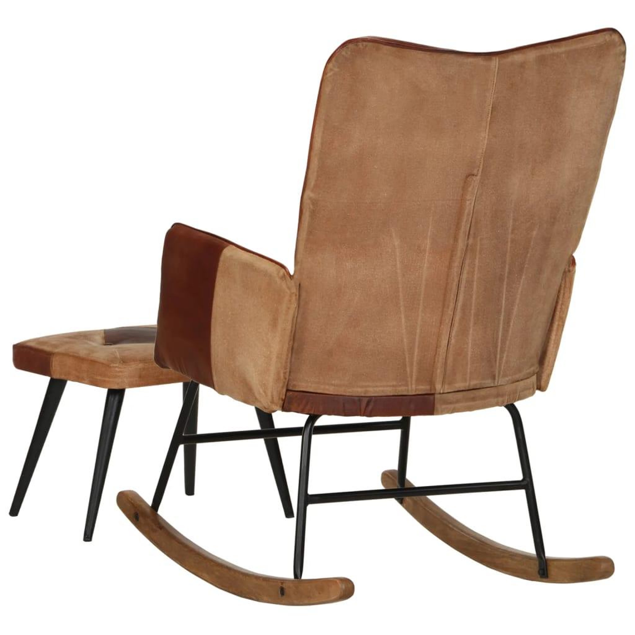 Voir la diapositive 4 : VIDAXL Chaise a bascule et repose-pieds Marron Cuir veritable et toile