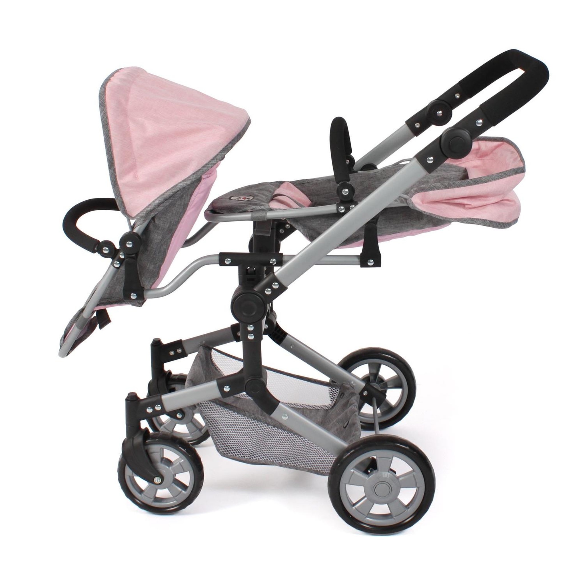 Voir la diapositive 3 : BAYER CHIC 2000 Poussette de poupée Linus Duo Mélange gris-rose