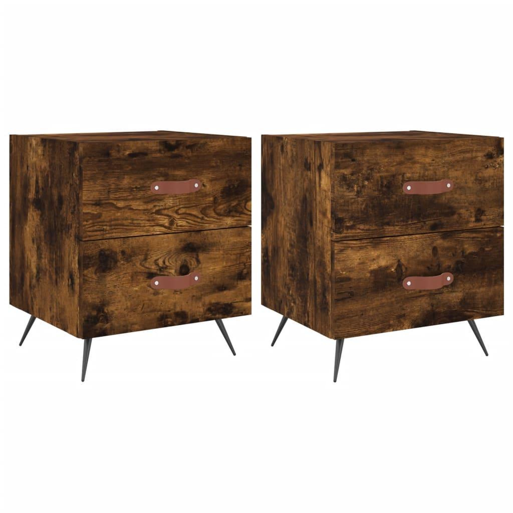 Voir la diapositive 2 : VIDAXL Tables de chevet 2pcs chene fume 40x35x47,5cm bois d'ingenierie