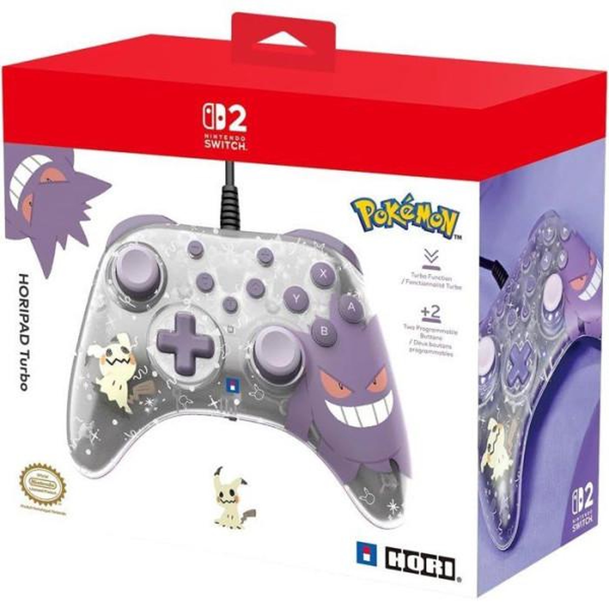 Voir la diapositive 2 : HORI Manette de jeu - Nintendo Switch et Switch 2 - Pokémon - Filaire - Horipad Turbo - Boutons arriere programmables - Hori