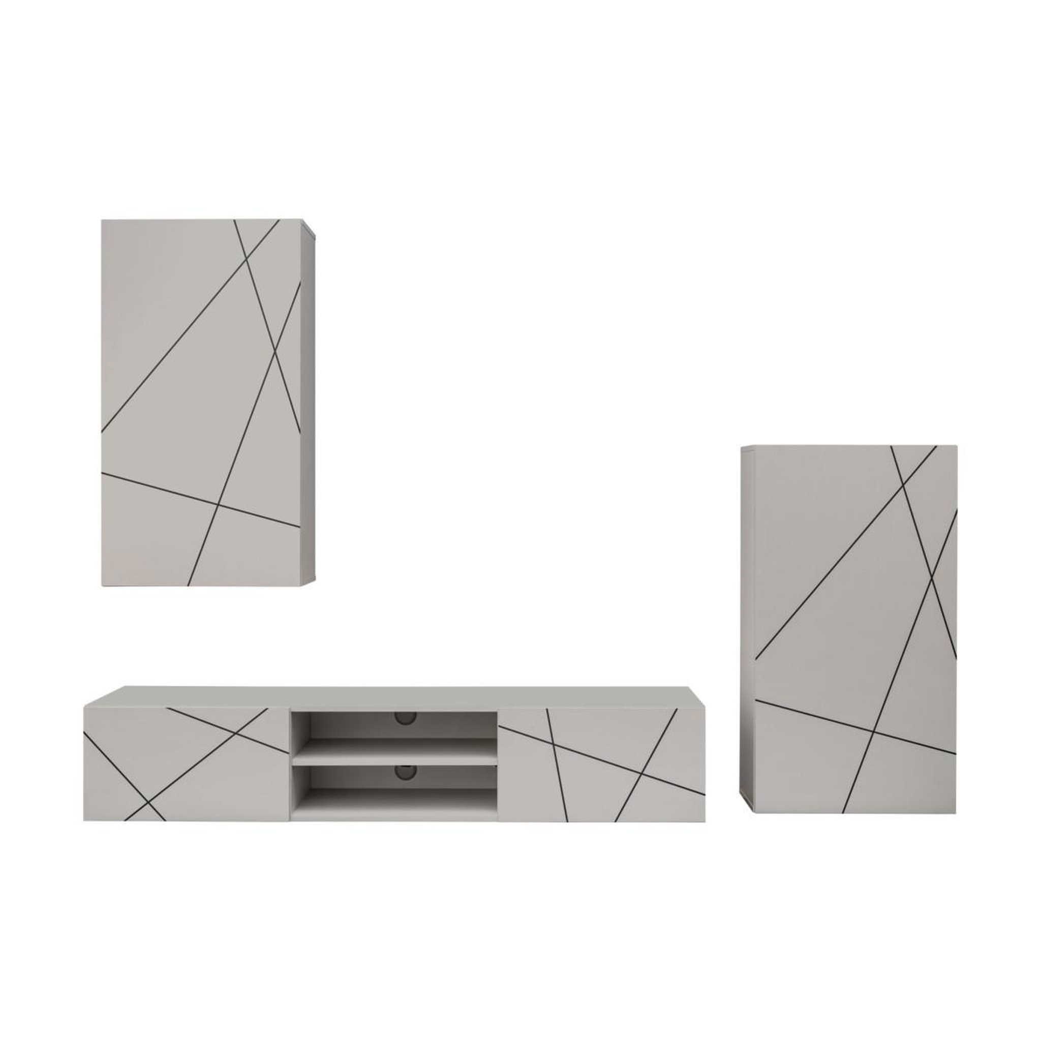 Voir la diapositive 2 : Paris Prix Ensemble meuble tv 3p  geo  250cm beige