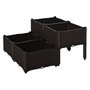 Voir la diapositive 1 : OUTSUNNY Jardinière sur pieds carré potager 2 étages dim. 80L x 80l x 44H cm insert d'irrigation plastique imitation rotin tressé chocolat