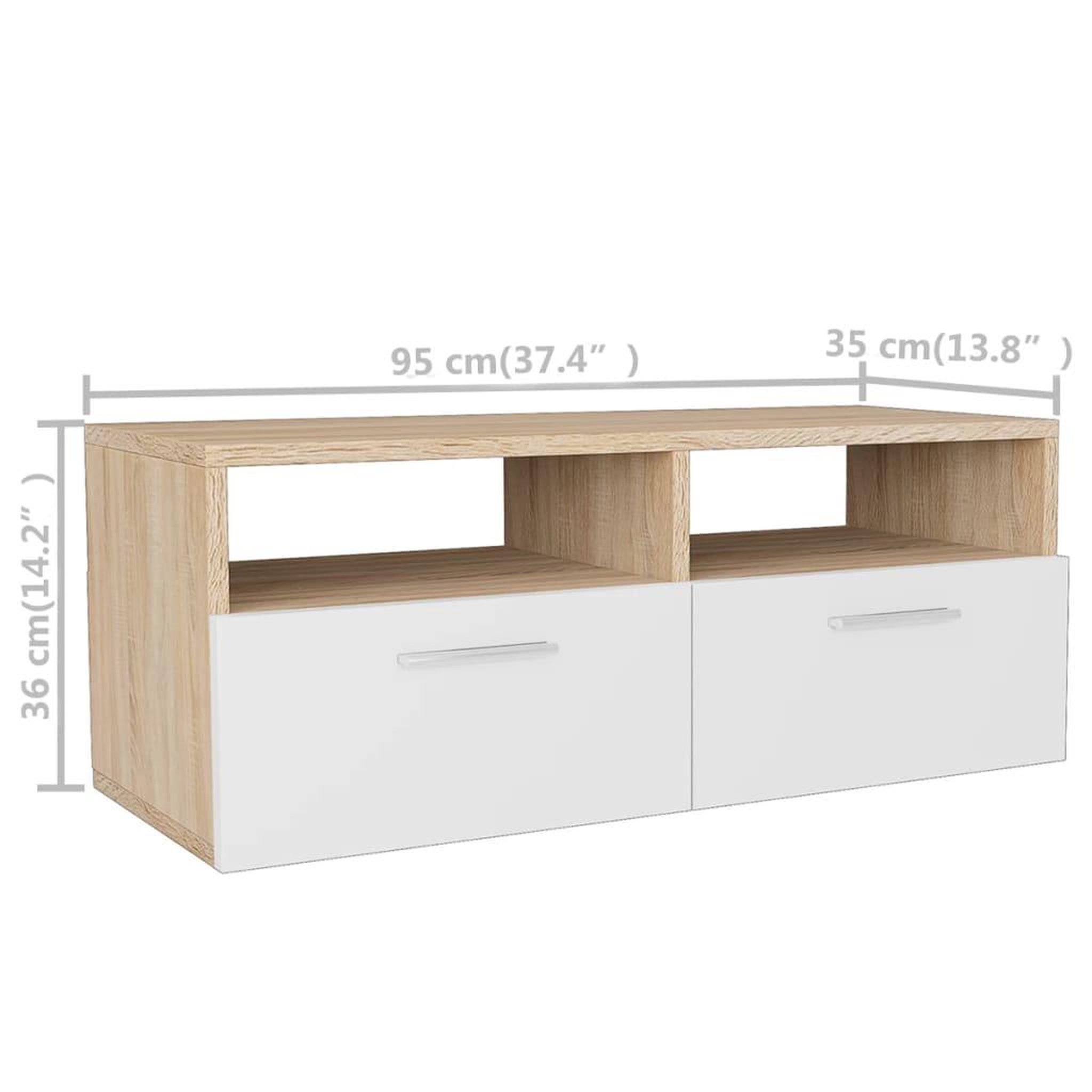 Voir la diapositive 6 : VIDAXL Meubles TV 2 pcs Bois d'ingenierie 95x35x36 cm Chene et blanc