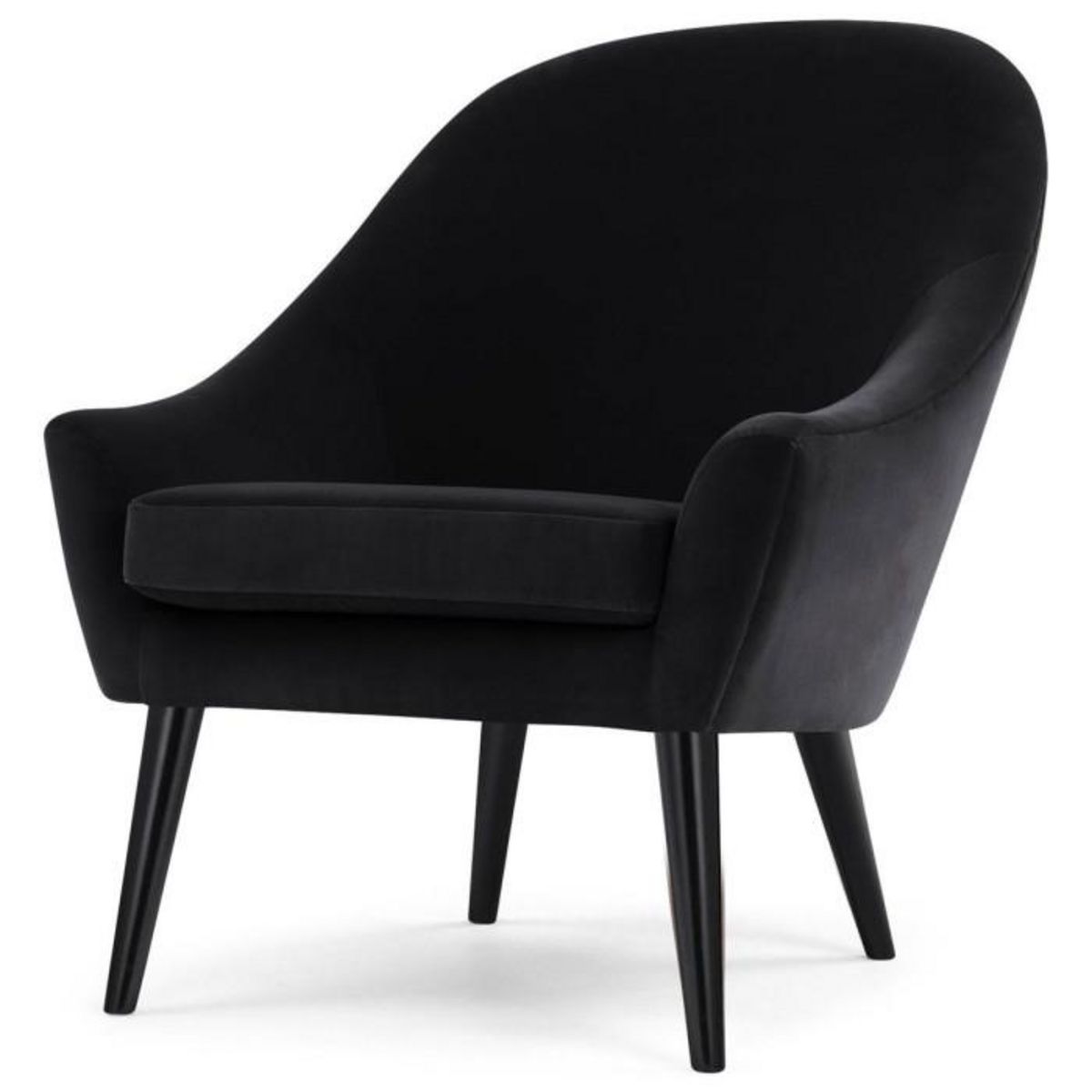 Paris Prix Fauteuil Scandinave en Velours  Ulla  88cm Noir