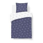 VISION Parure Housse de couette - VISION - Hugo - Parure réversible - 140 x 200 cm - 1 taie assortie 65 x 65 cm - Bleu / Blanc - 100%