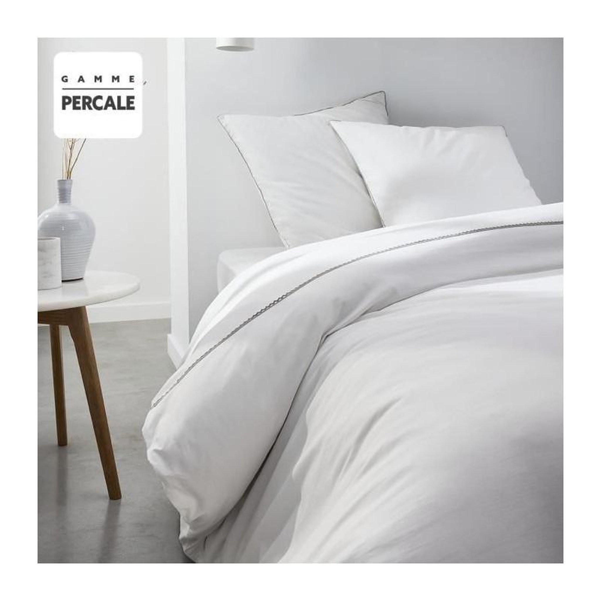 Voir la diapositive 2 : Today Parrure de lit TODAY Prestige - 240 x 260 cm - 2 personnes - 100% Percale Finition dentelle - Craie