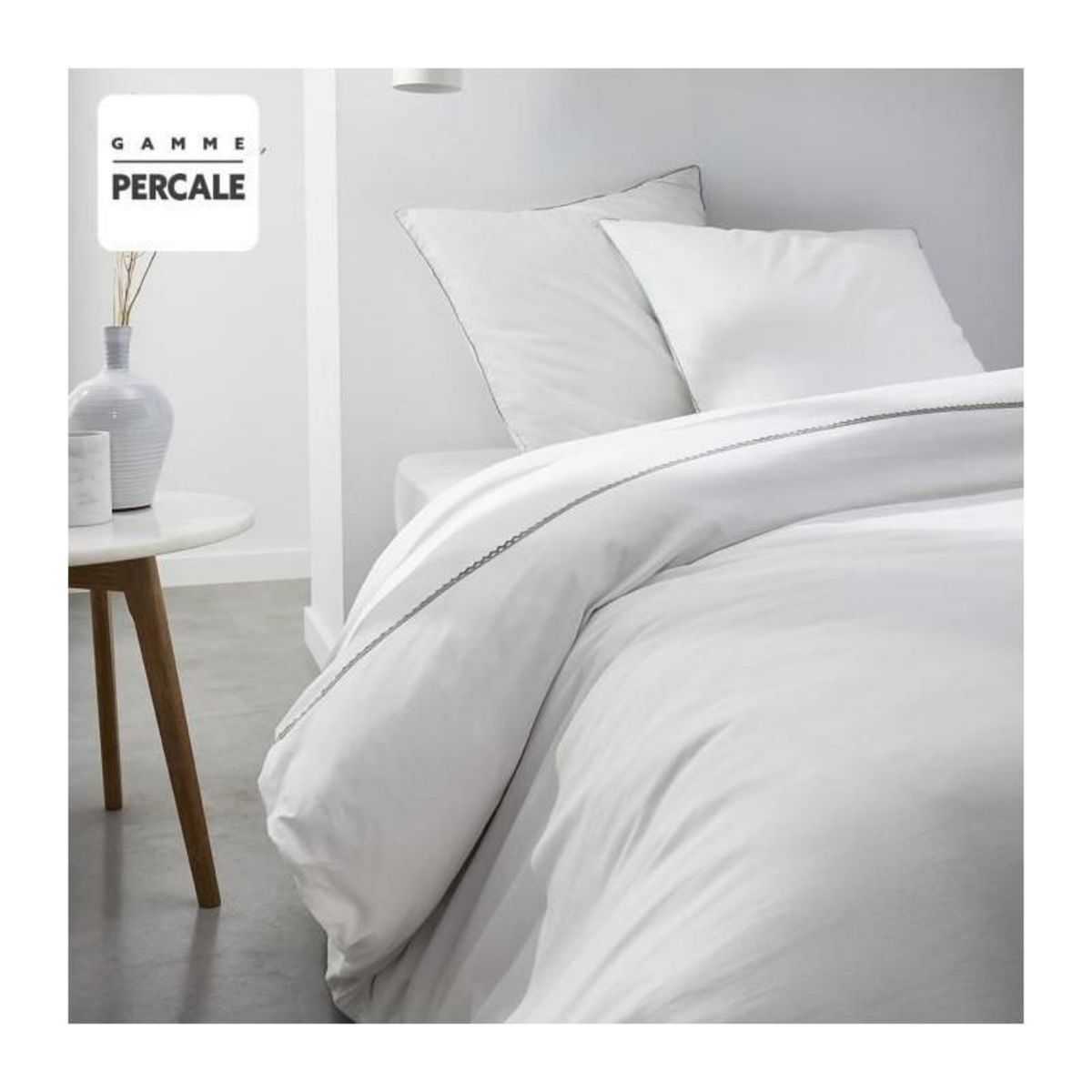 Today Parrure de lit TODAY Prestige - 240 x 260 cm - 2 personnes - 100% Percale Finition dentelle - Craie