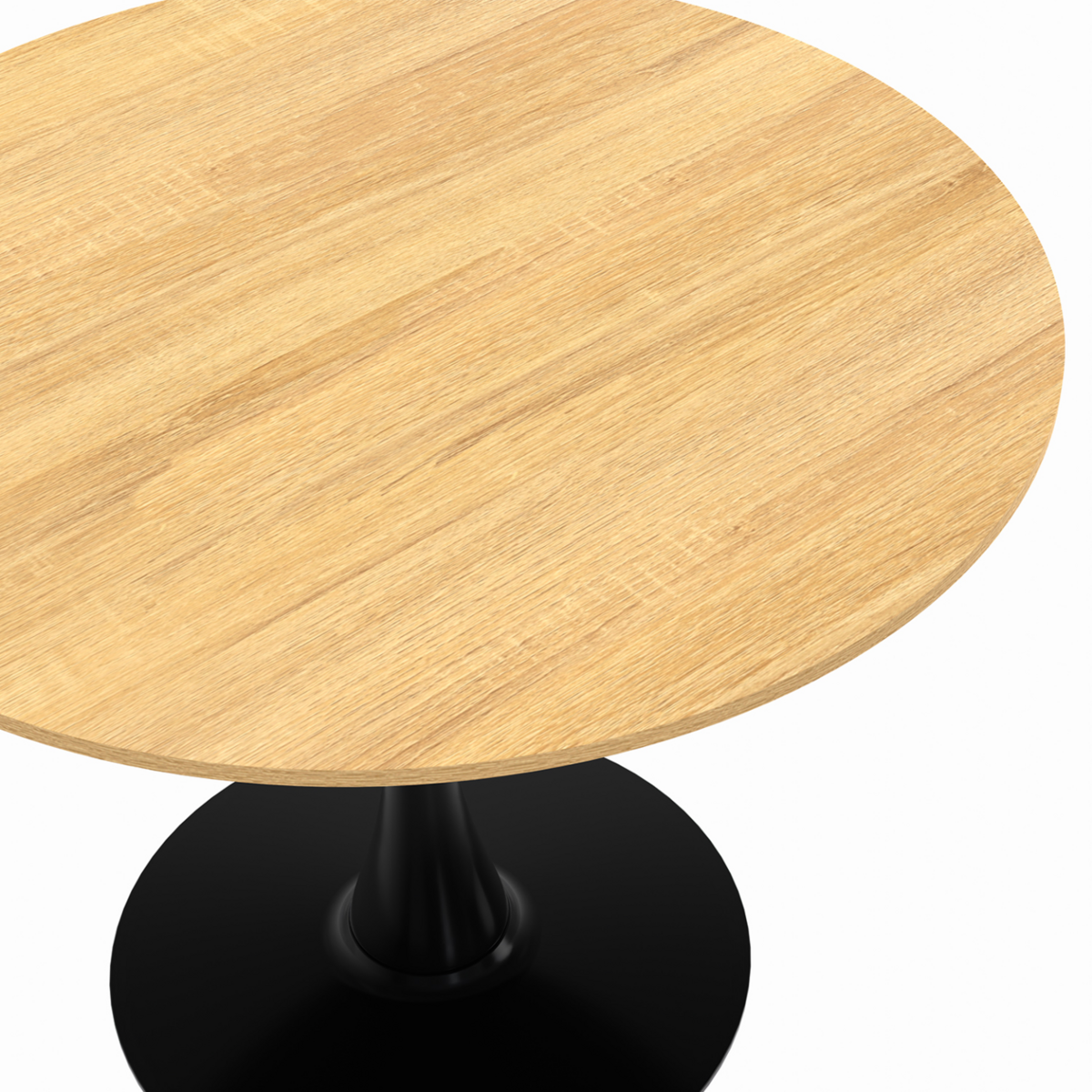 ID MARKET Table à manger ronde DALIA 4 personnes pieds tulipe bois et noir 100 cm