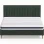 HOMIFAB Ensemble lit adulte 160x200 cm en velours vert avec tête de lit matelassée Eliot + Matelas Latex naturel Latex Luxury