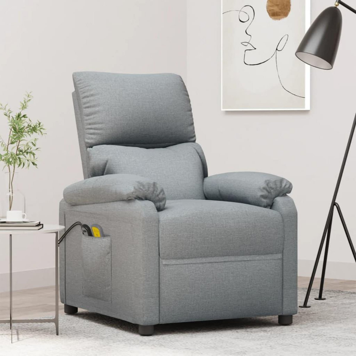 VIDAXL Fauteuil electrique de massage Gris clair Tissu