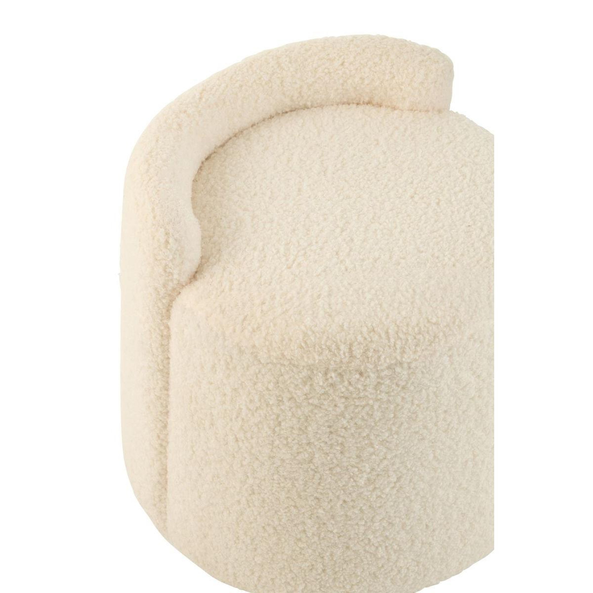 Voir la diapositive 5 : J-LINE Pouf Design Bouclette  Teddy  40cm Beige