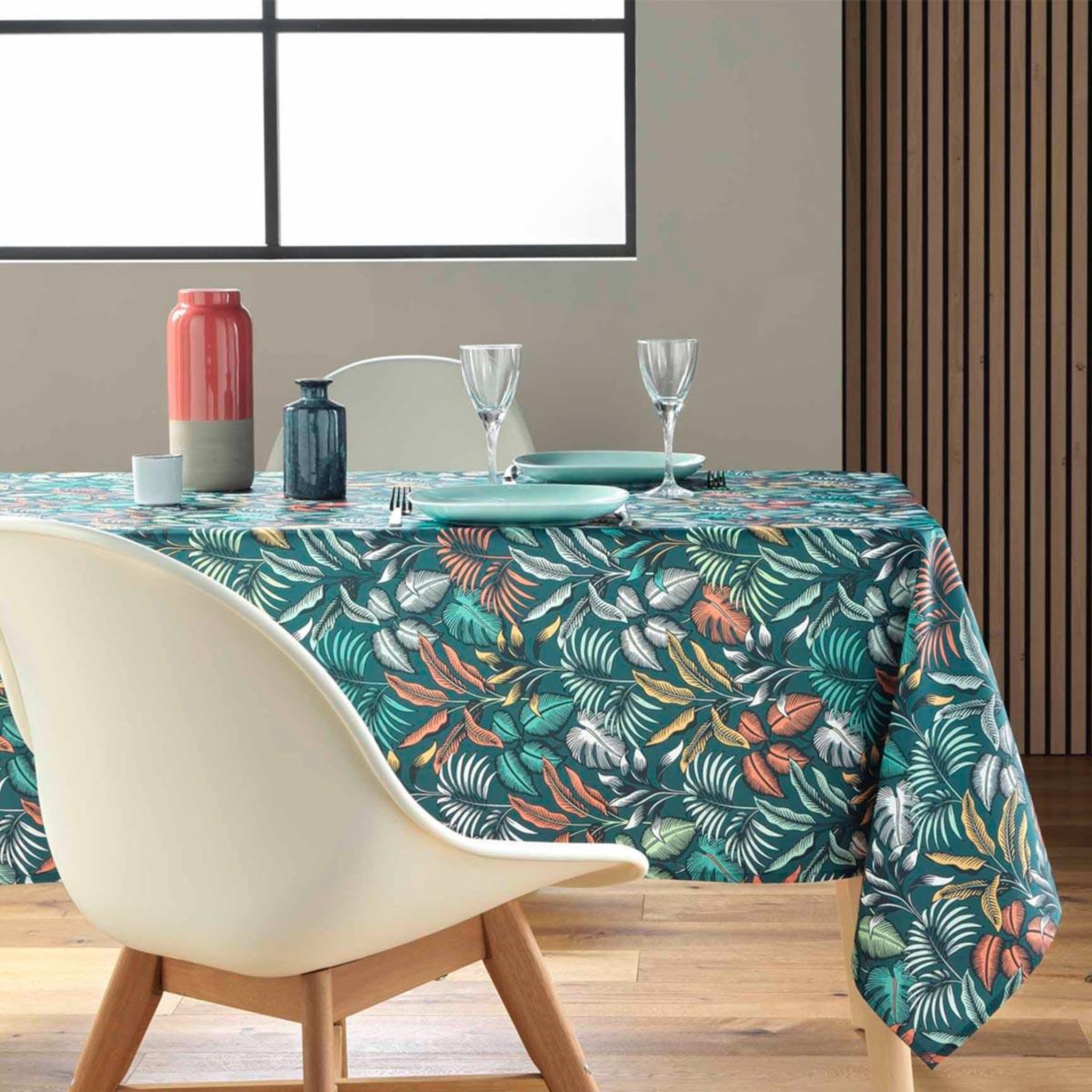 Voir la diapositive 4 : Douceur d'Intérieur Nappe antitache imprimé  stylis  145x240cm bleu