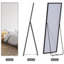 Voir la diapositive 6 : HOMCOM Miroir sur pied ou mural rectangulaire grande taille dim. 50L x 37l x 158H cm verre métal noir