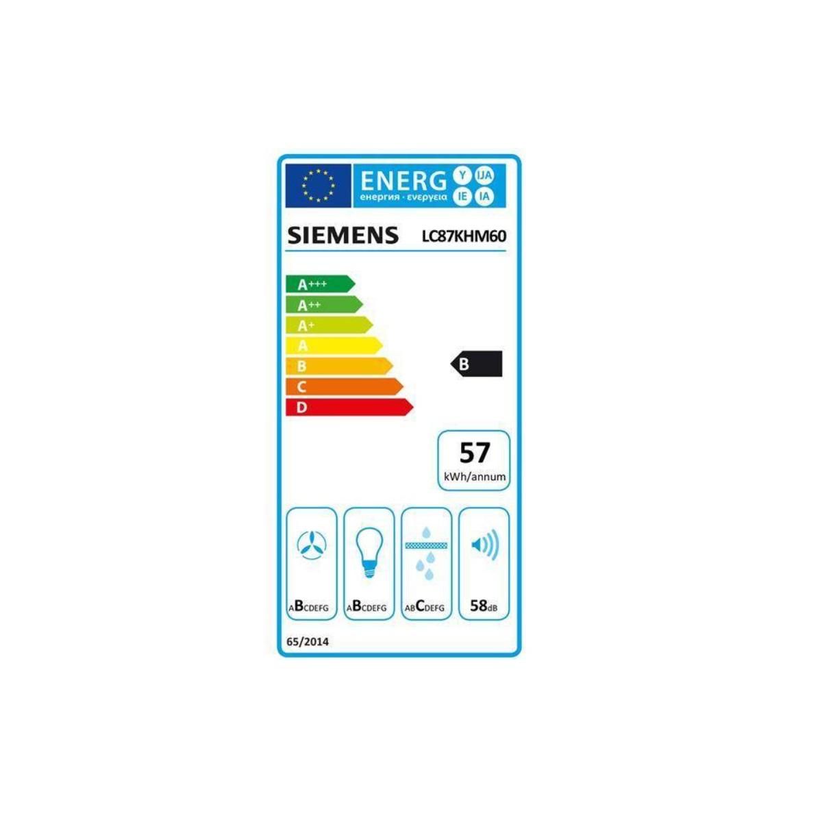 Siemens Hotte décorative inclinée 79cm 427m3/h noir - LC87KFN60