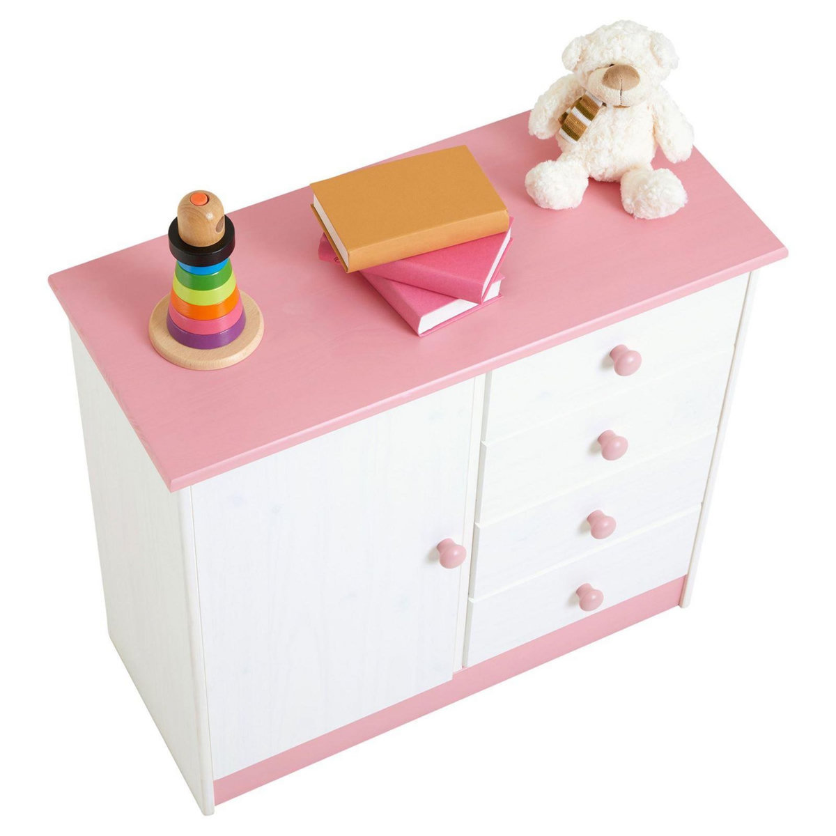 IDIMEX Commode RONDO en pin massif, 4 tiroirs et 1 porte