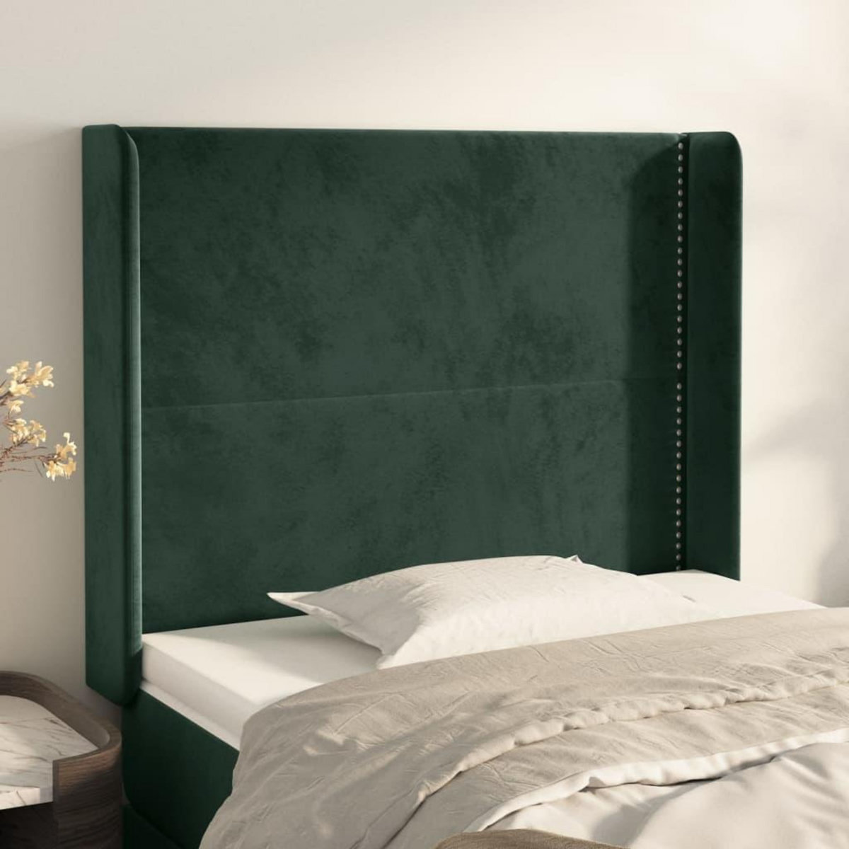 VIDAXL Tete de lit avec oreilles Vert fonce 103x16x118/128 cm Velours