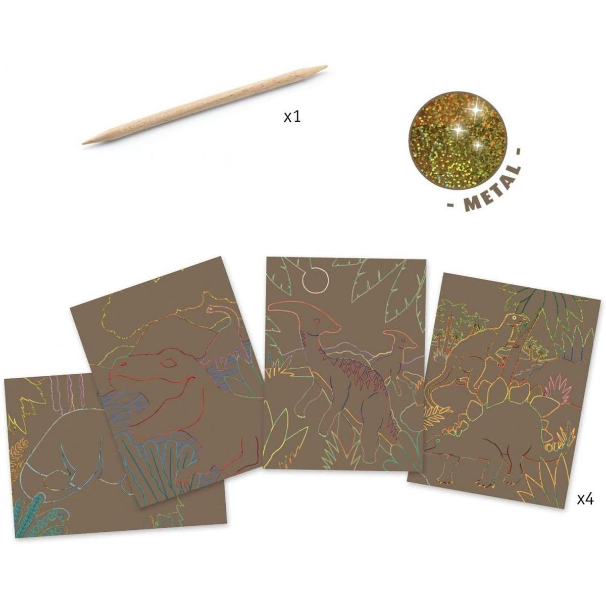 Djeco Cartes a gratter Le Regne des Dinosaures