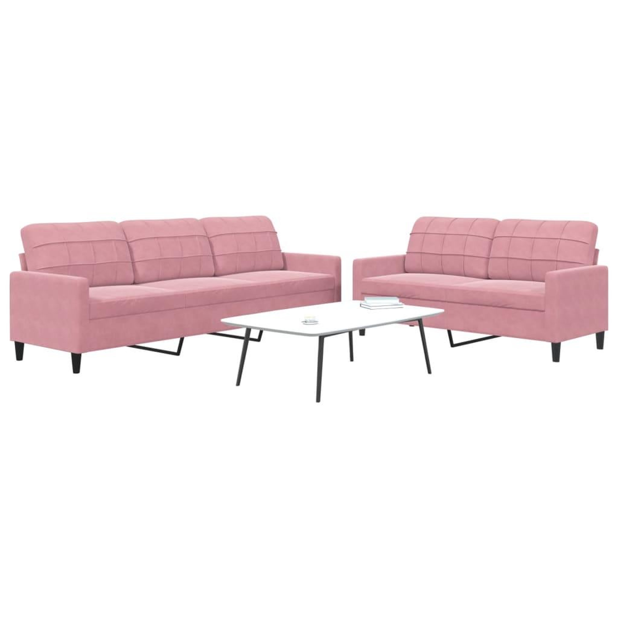 Voir la diapositive 1 : VIDAXL Ensemble de canapes 2 pcs avec coussins Rose Velours