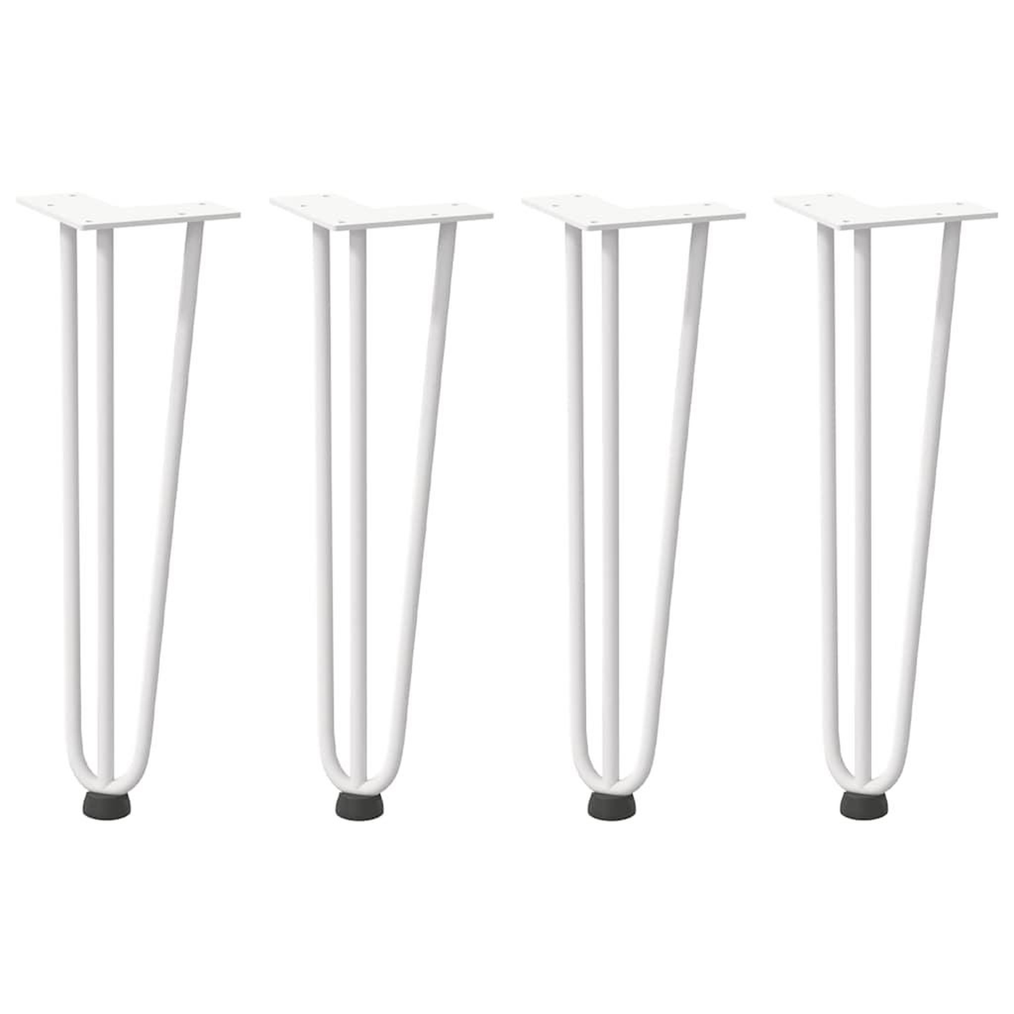 Voir la diapositive 2 : VIDAXL Pieds de table en forme d'epingle a cheveux 4 pcs blanc 42 cm