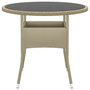 Voir la diapositive 2 : VIDAXL Table de jardin Ø80x75 cm Verre trempe/resine tressee Beige