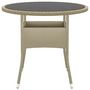 Voir la diapositive 2 : VIDAXL Table de jardin Ø80x75 cm Verre trempe/resine tressee Beige