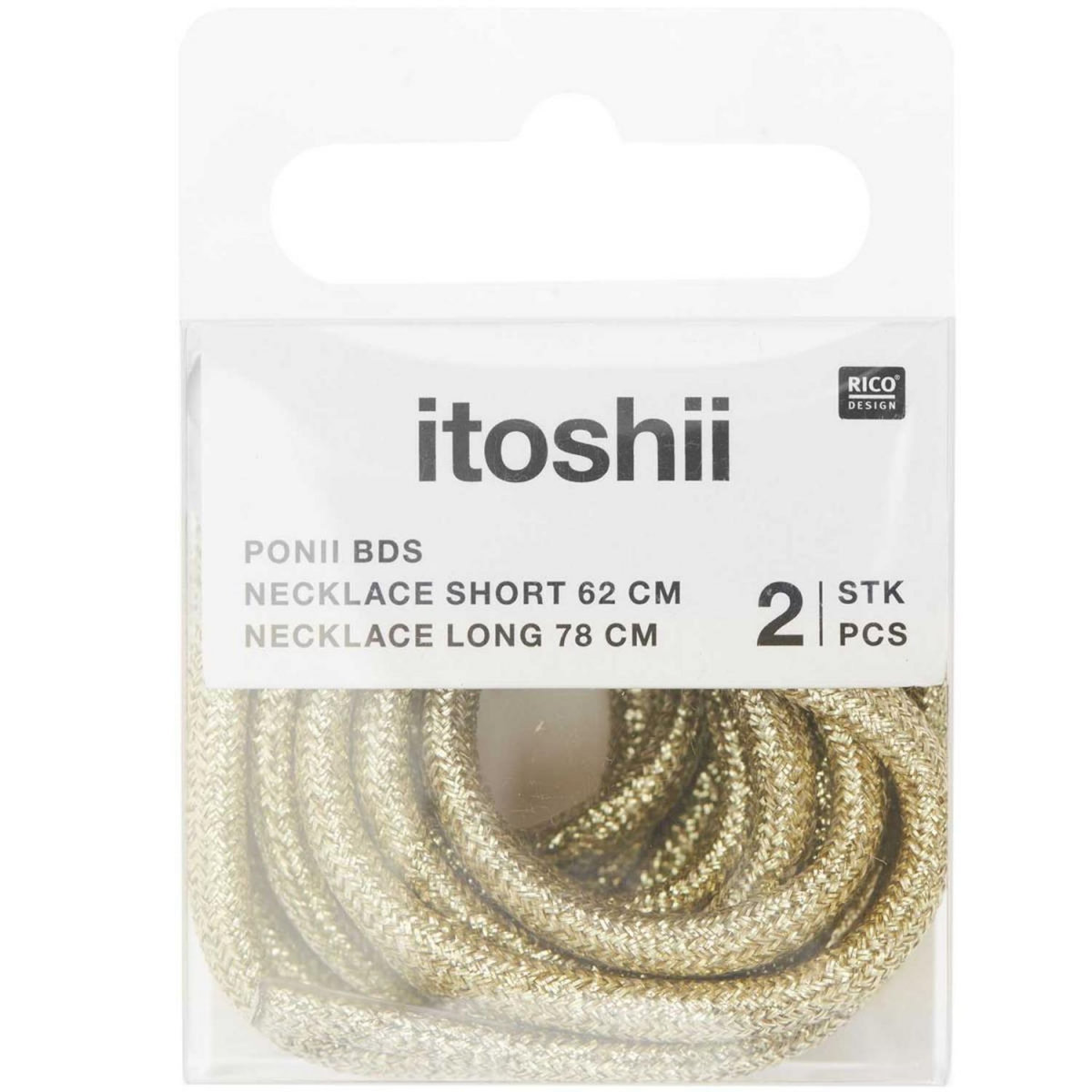 RICO DESIGN Itoshii pack 2 cordons 2 tailles dore