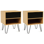 Voir la diapositive 1 : ID MARKET Lot de 2 tables de chevet NOEMI 1 tiroir avec niche bois pied épingle