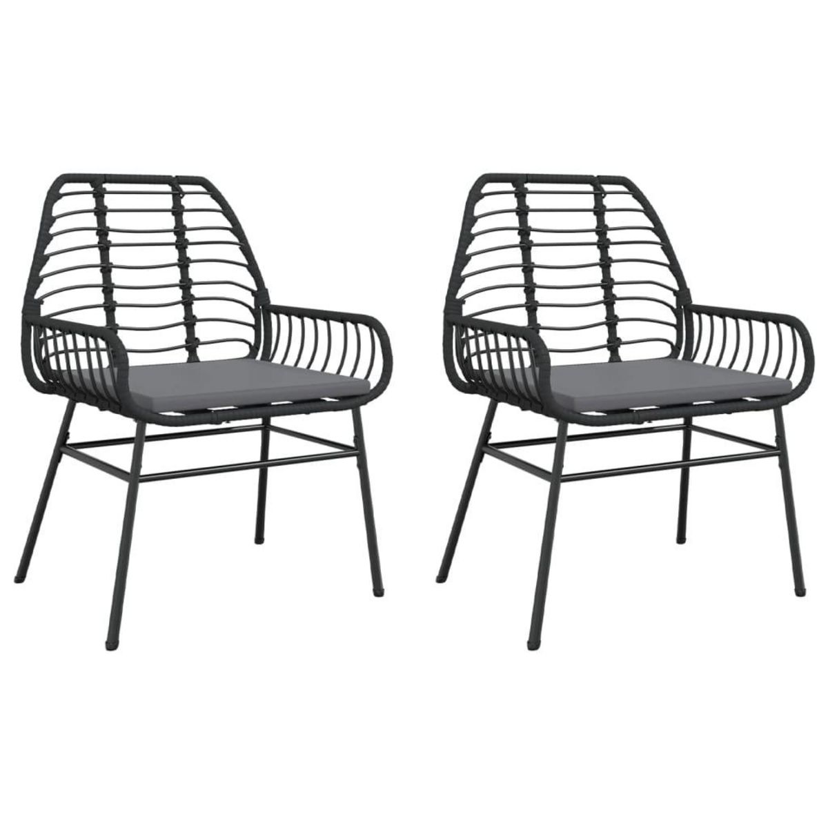 VIDAXL Chaises de jardin lot de 2 avec coussins noir resine tressee