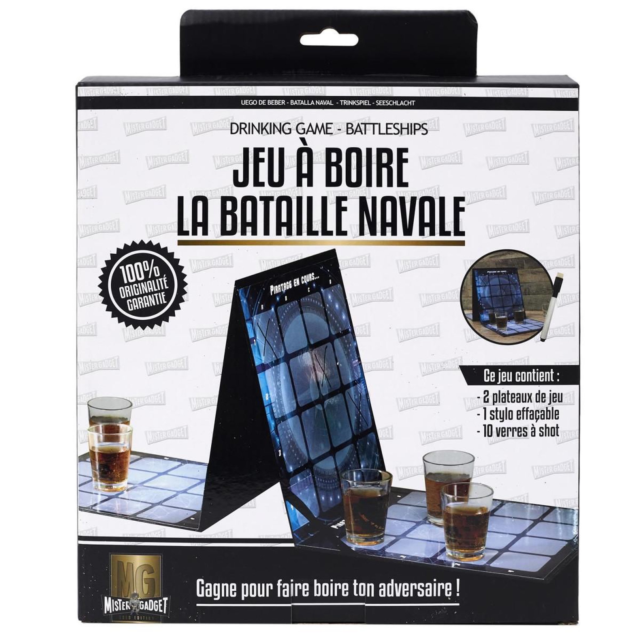 Voir la diapositive 2 : MISTER GADGET Jeu de Soirée à Boire  Bataille Navale  48cm Bleu