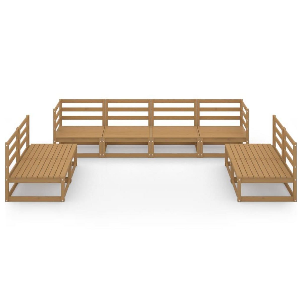 VIDAXL Salon de jardin 8 pcs marron miel bois de pin massif