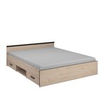 Lit double adulte avec tête de lit et rangements 160x200 cm DOWNTON