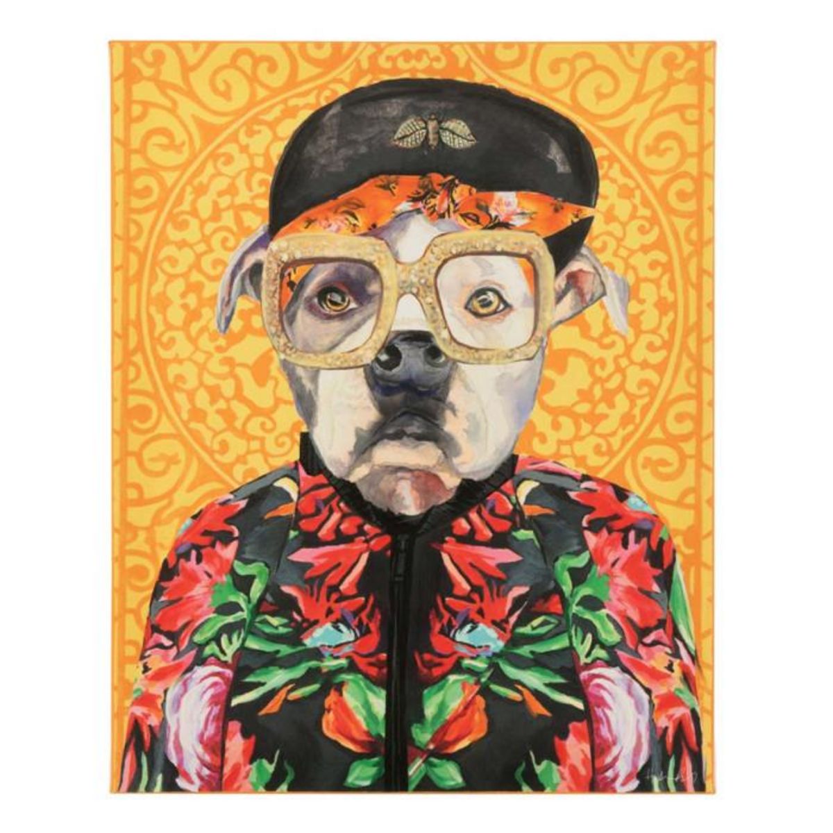 Paris Prix Toile Déco Chien  Popart  40x50cm Multicolore