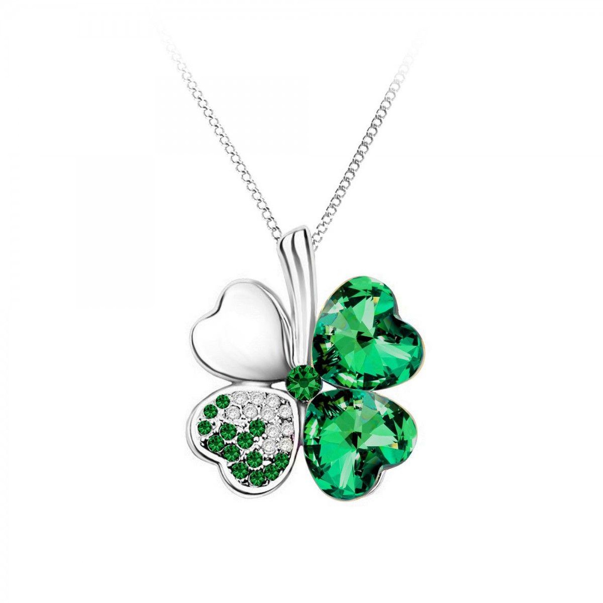 SC CRYSTAL Collier trèfle vert SC Crystal orné de Cristaux scintillants