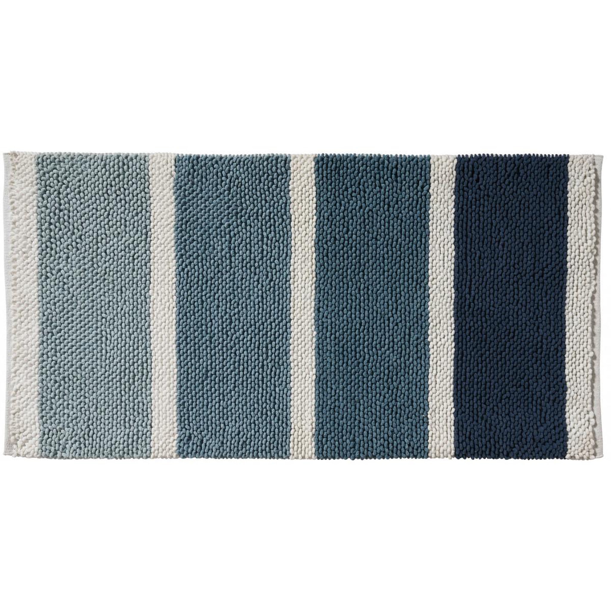 Voir la diapositive 1 : GUY LEVASSEUR Tapis de bain déco à rayures en polycoton