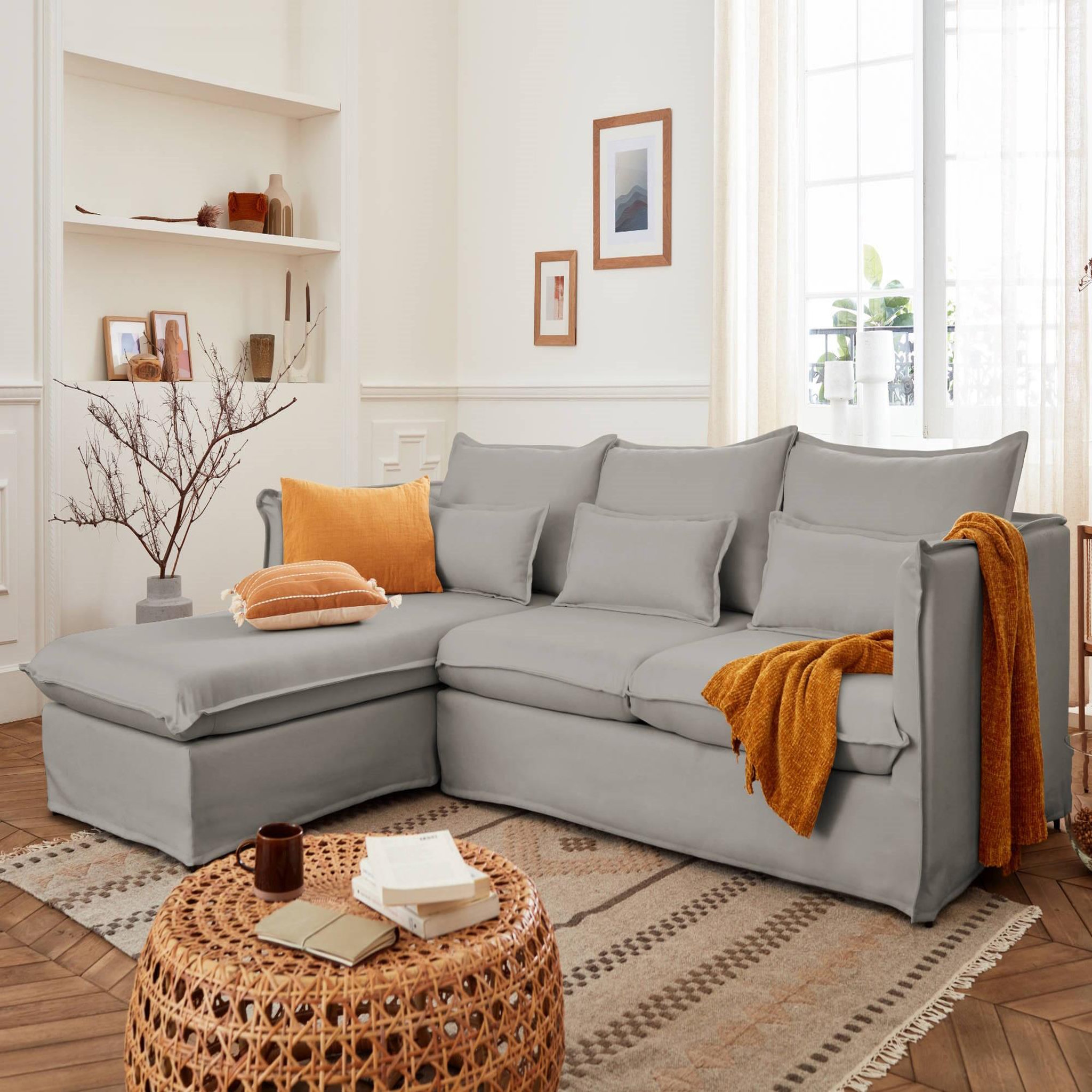Voir la diapositive 1 : LISA DESIGN Adriann - canapé d'angle gauche fixe - 4 places - en tissu déhoussable