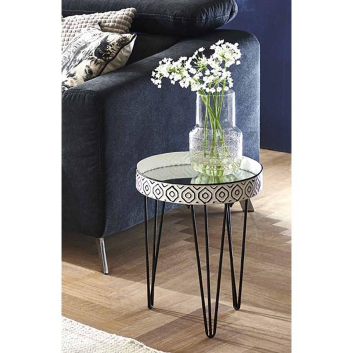Paris Prix Table d'Appoint Déco  Holy  46cm Noir & Blanc