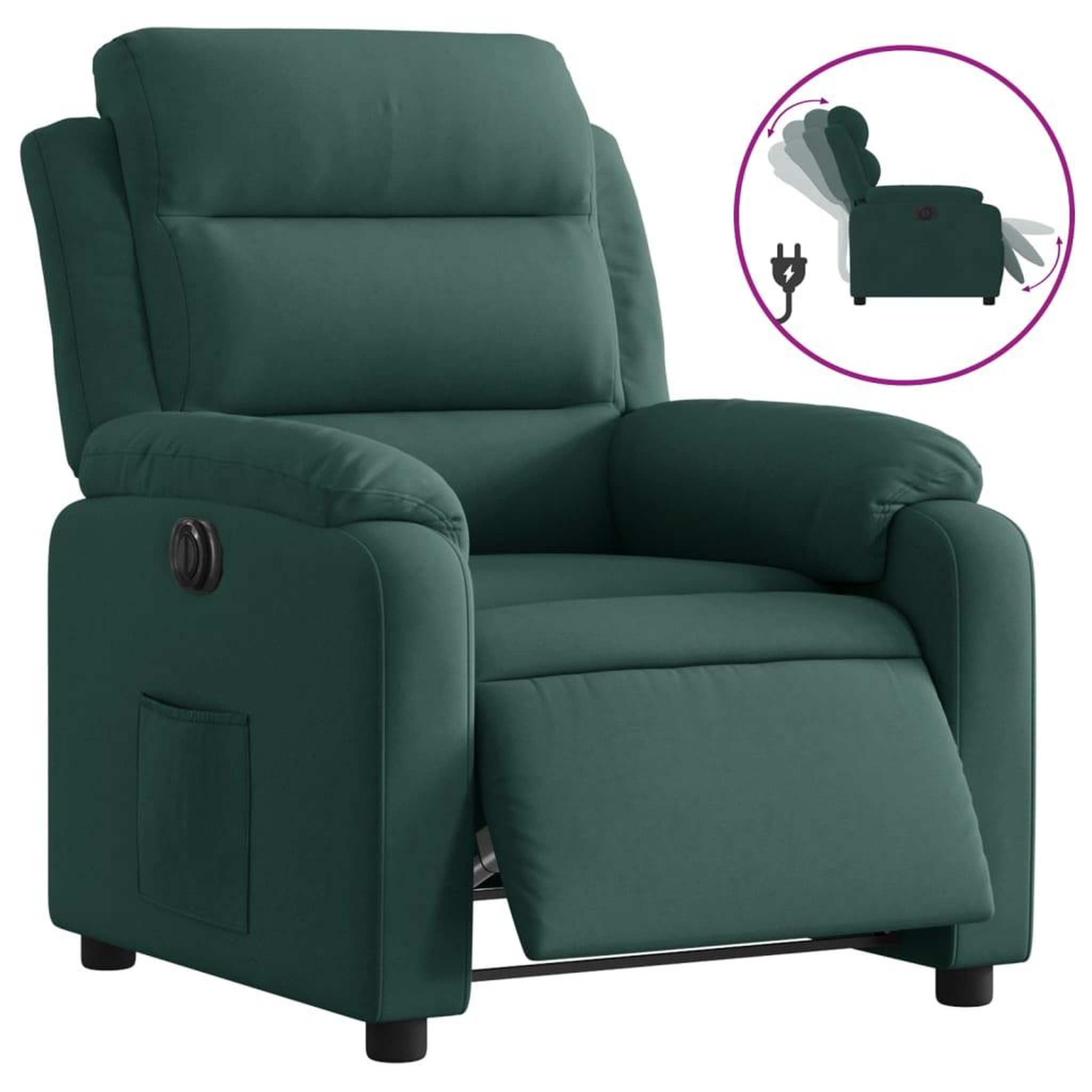 Voir la diapositive 2 : VIDAXL Fauteuil inclinable electrique vert fonce velours