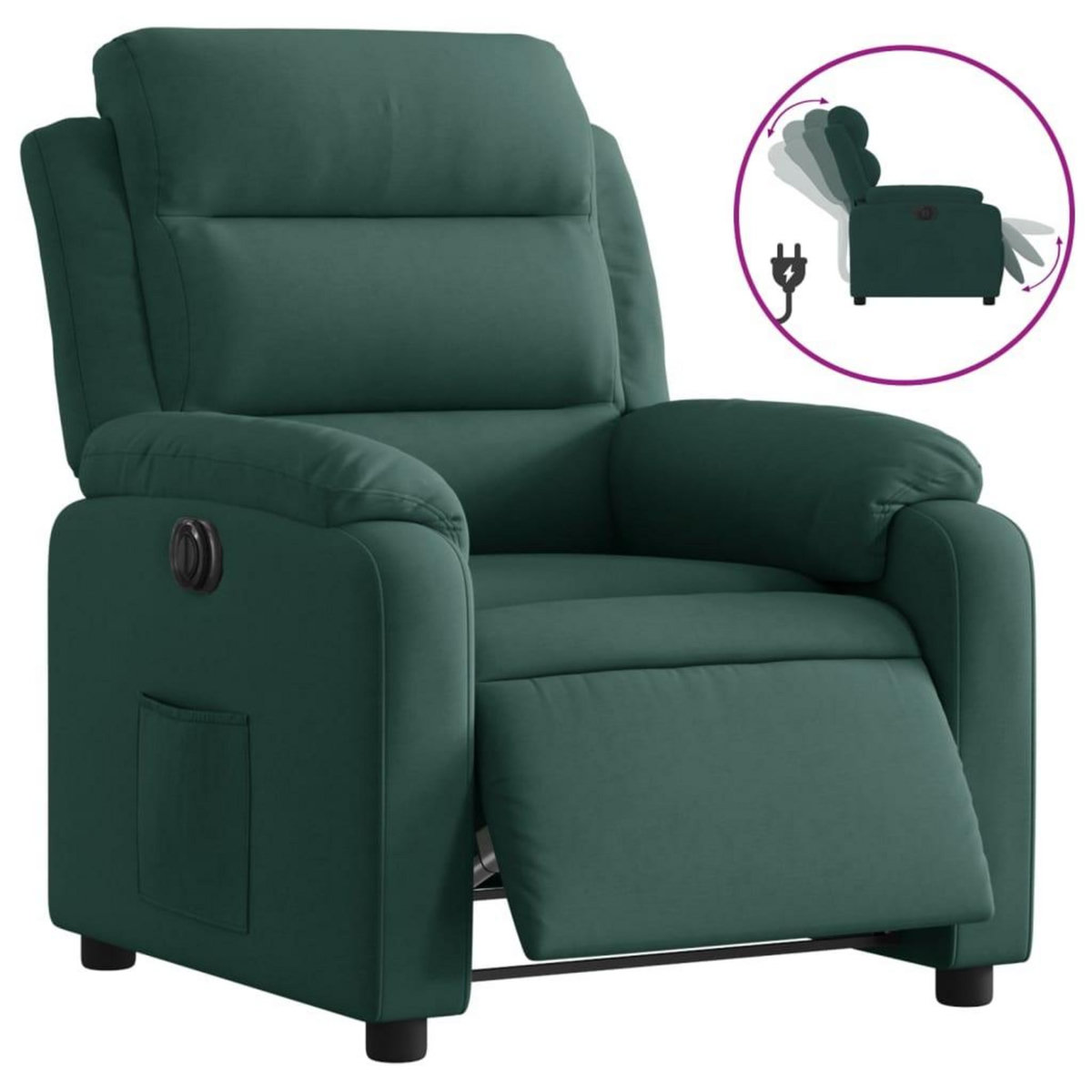 VIDAXL Fauteuil inclinable electrique vert fonce velours