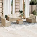 VIDAXL Salon de jardin avec coussins 8 pcs beige resine tressee