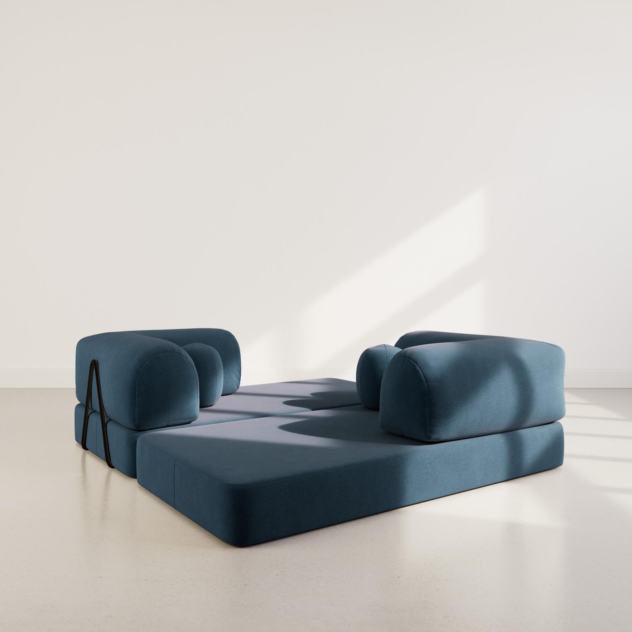 Voir la diapositive 3 : BEST MOBILIER Nebula - canapé 3 places convertible en velours texturé