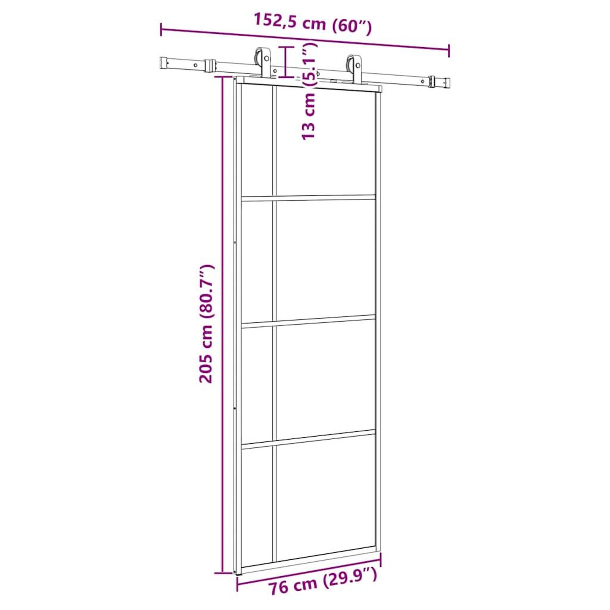 Voir la diapositive 6 : VIDAXL Porte coulissante kit de quincaillerie noir 76x205 cm verre ESG