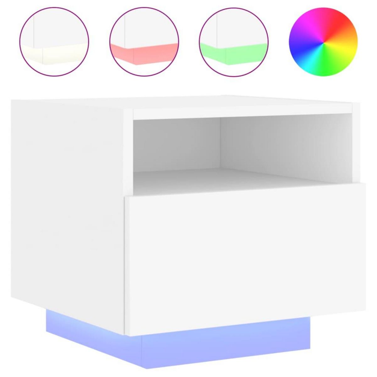 VIDAXL Table de chevet avec lumieres LED blanc 40x39x37 cm