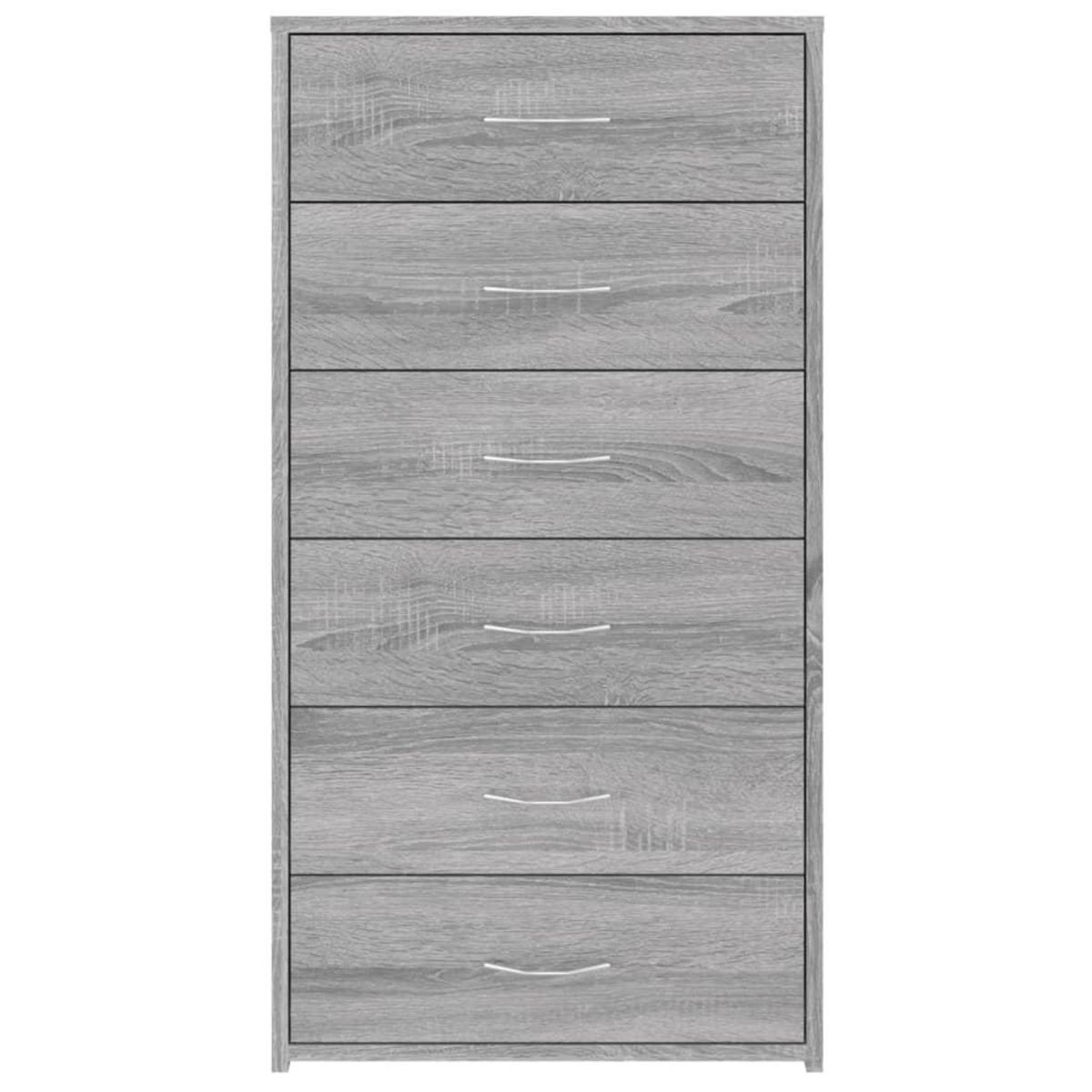 VIDAXL Buffet avec 6 tiroirs Sonoma gris 50x34x96 cm Bois d'ingenierie