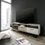 HOMIFAB Meuble TV 3 portes gris et chêne 160 cm - Bari