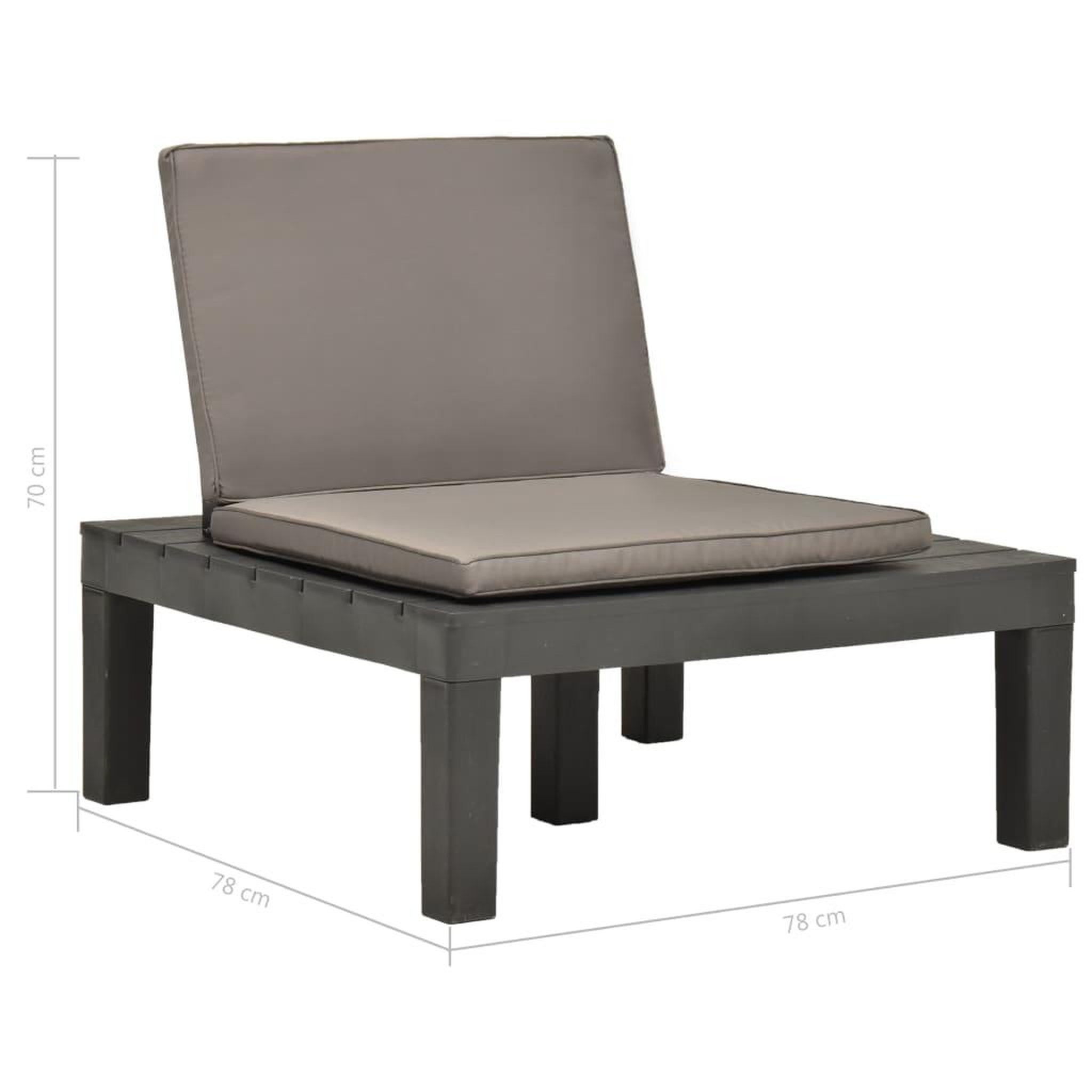 Voir la diapositive 6 : VIDAXL Chaise de salon de jardin avec coussin Plastique Anthracite