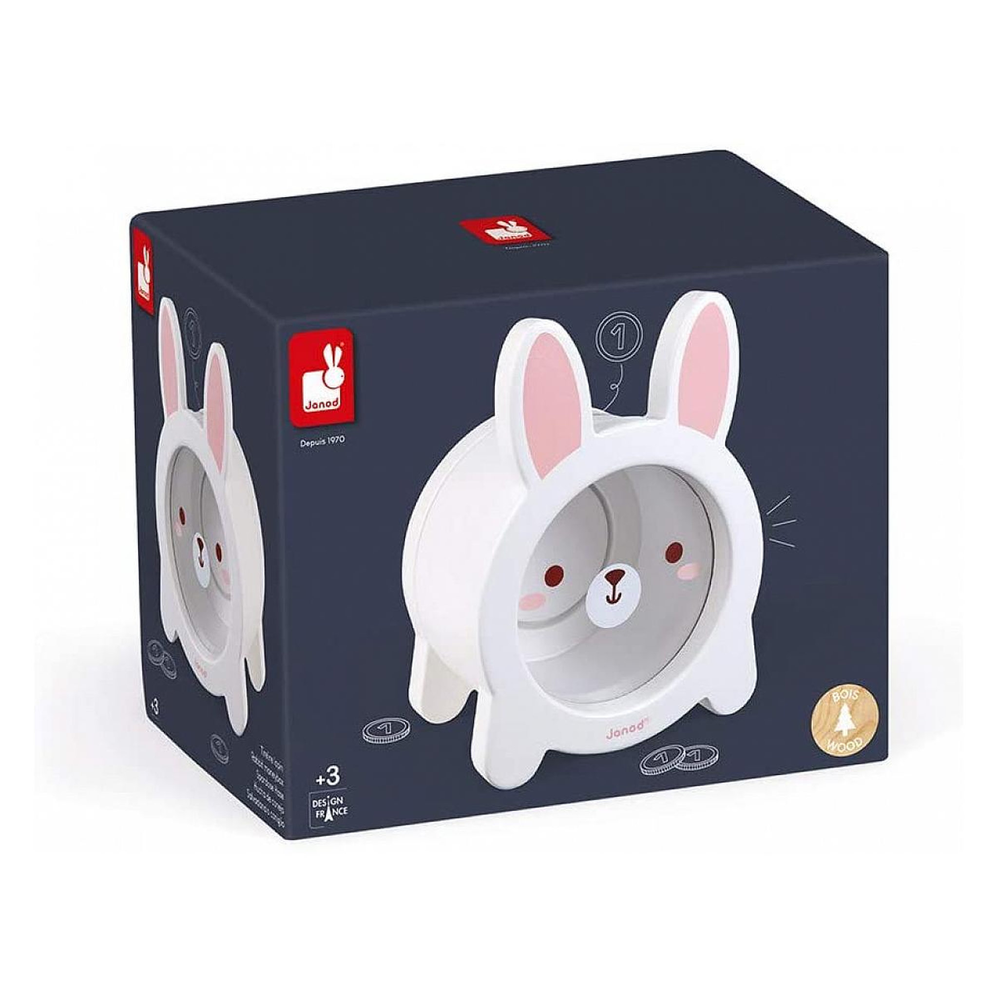 Voir la diapositive 3 : Juratoys-Janod tirelire lapin blanc janod